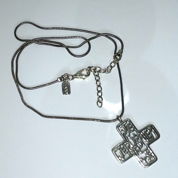 NWOT Passage To Israel Sterling Silver Designer Jerusalem Cross Necklace Modern - Picture 6 of 8